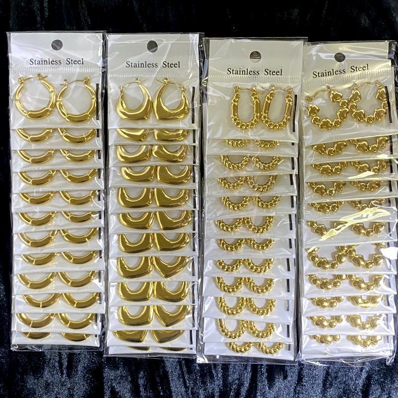 Geometric Irregular Hammer-patterned Stainless Steel Hydraulic Earrings