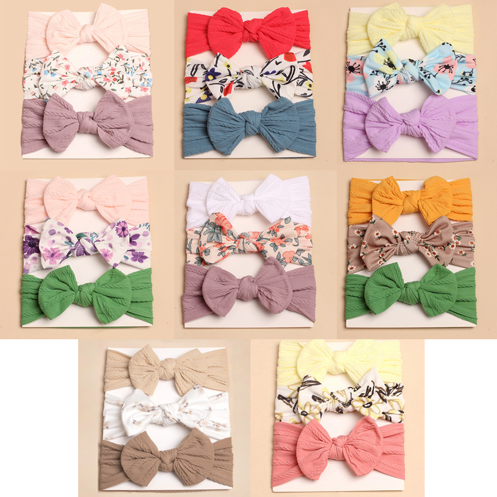 3Pcs Spring Summer Cute Bow Headbands for Baby Girls, Soft Infant Hairbands Set