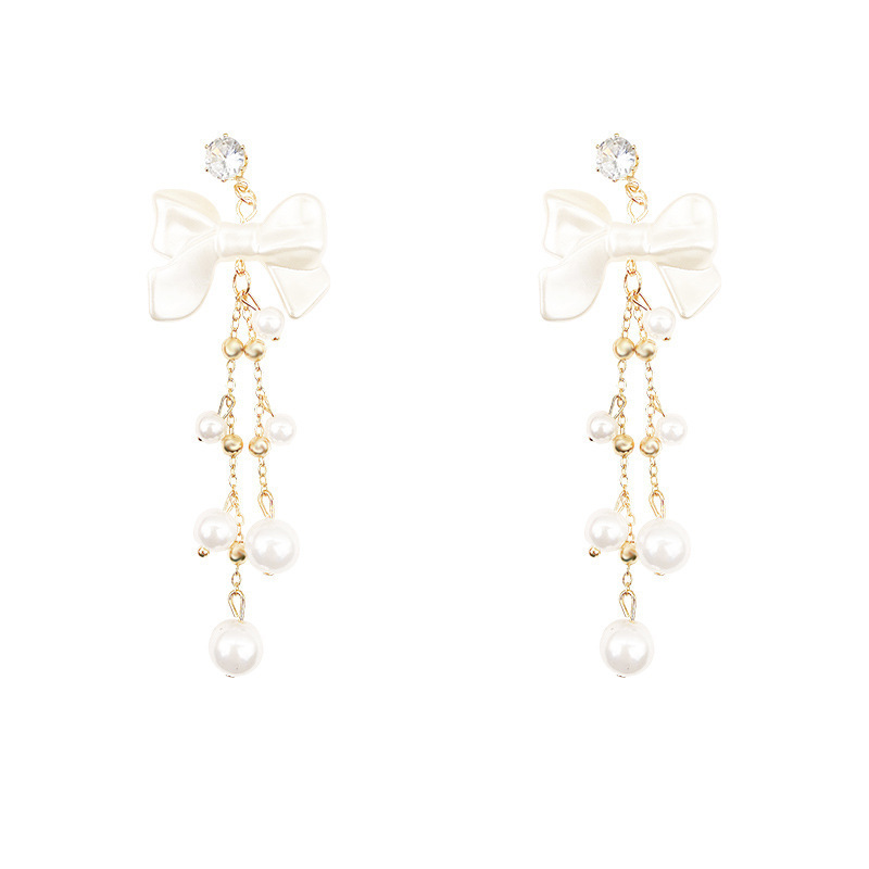 Bow Tassel Stud Earrings