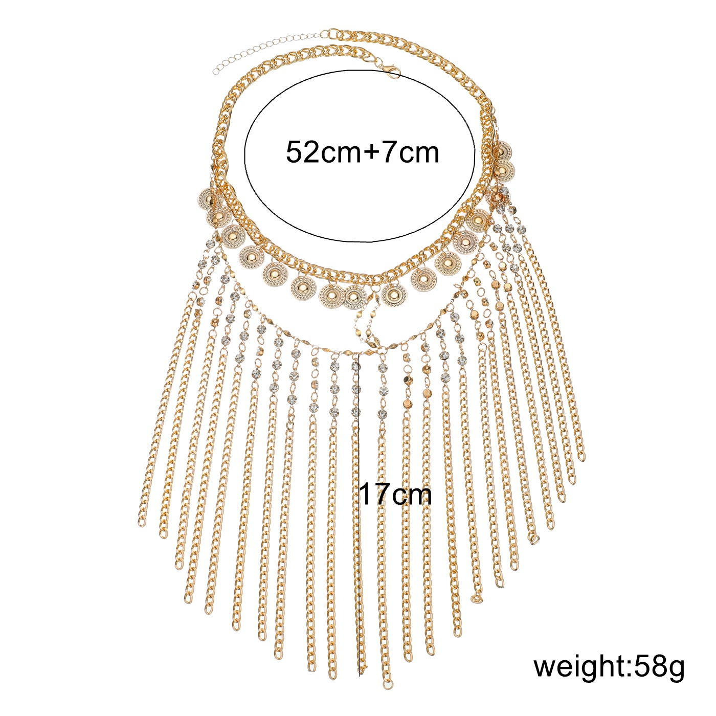 Golden Rhinestone Chain Tassel Surface Chain Curtain Head Chain