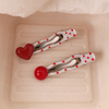 Korean Red 3D Heart Hair Clip, French Vintage Polka Dot Side Bangs Hair Pin for Women