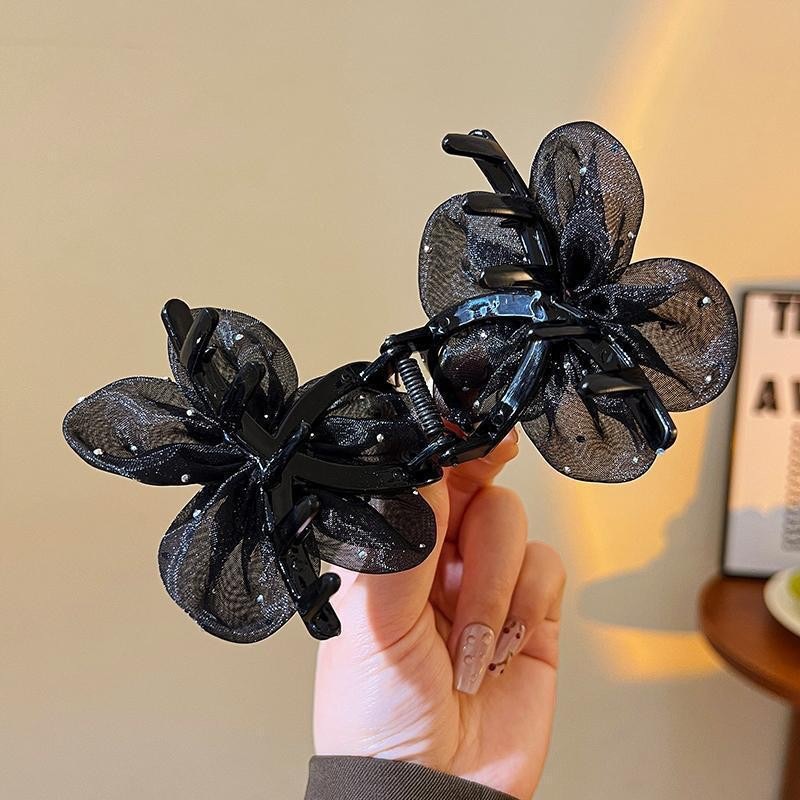 New Mesh Rhinestone Sunflower Hair Claw, Elegant Back Head Hair Clip for Half Up & Bun Hairstyles