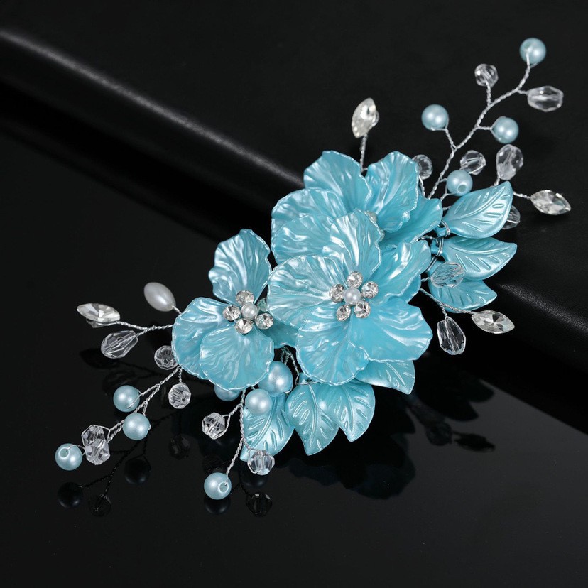 Bridal Hair Accessory White Shell Petal Pearl Crystal Hair Clip