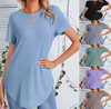 S-3XL Size Spring/Summer European and American New Women's Clothing Back Single Breasted Casual Knitted Loose T-shirt