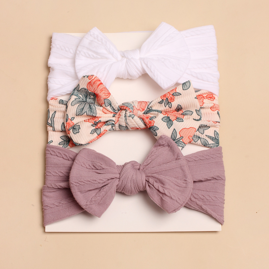 3Pcs Spring Summer Cute Bow Headbands for Baby Girls, Soft Infant Hairbands Set