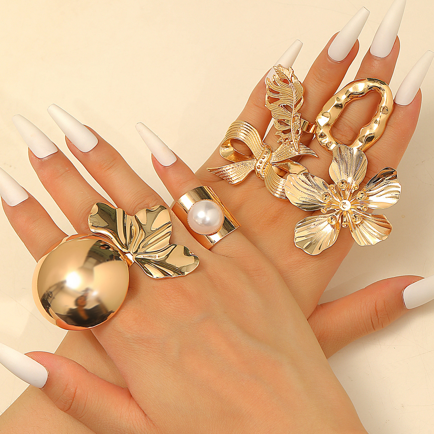 Gold Irregular Smooth Opening Exaggerated Ring