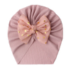 Spring Summer Ribbed Baby Turban Hat, Cute Bow Knot Infant Beanie Hat for Newborn
