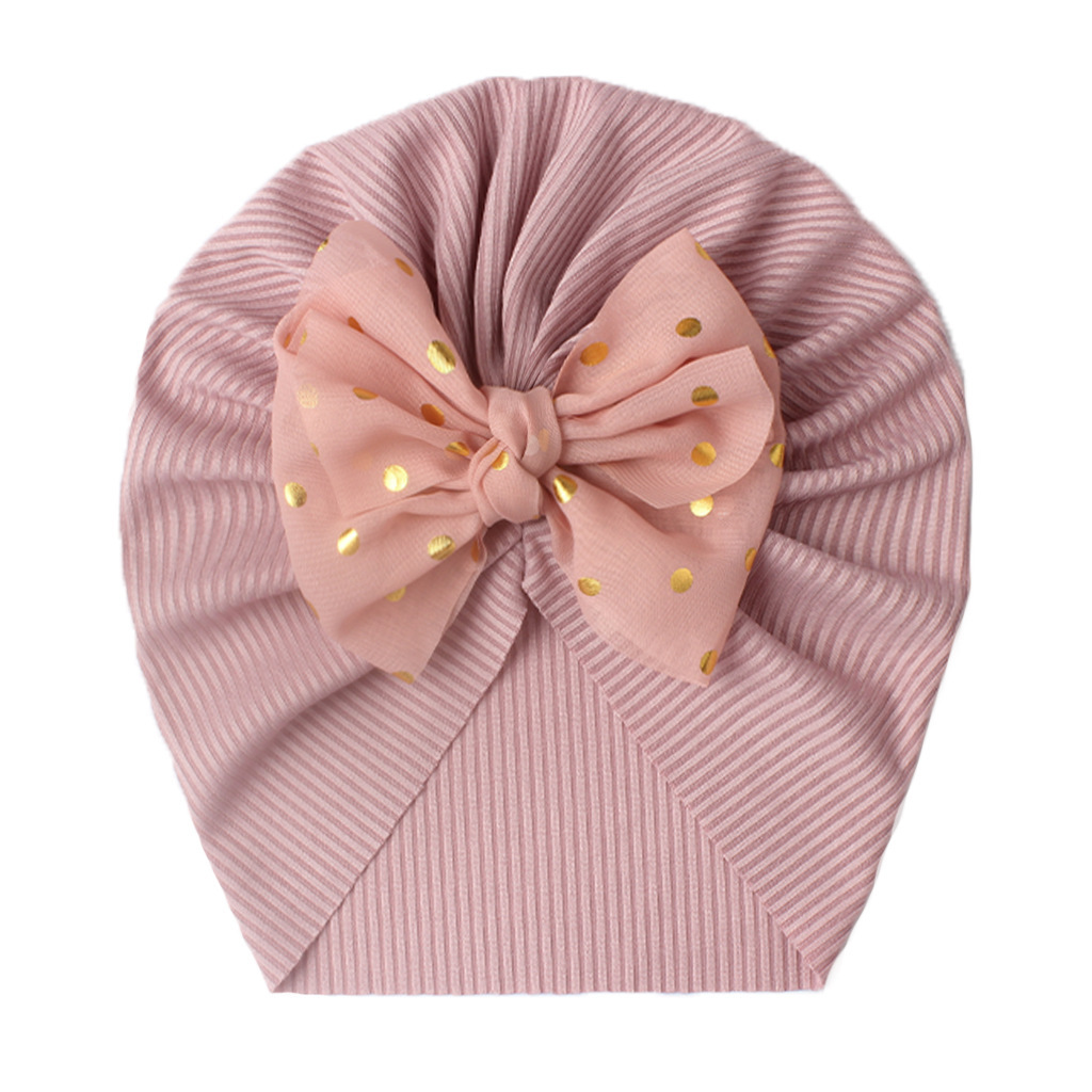 Spring Summer Ribbed Baby Turban Hat, Cute Bow Knot Infant Beanie Hat for Newborn