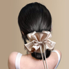 Gentle Double Layer Pleated Bow Ribbon Scrunchie, Elegant Hair Tie for Women