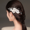 Bridal Hair Accessory White Shell Petal Pearl Crystal Hair Clip