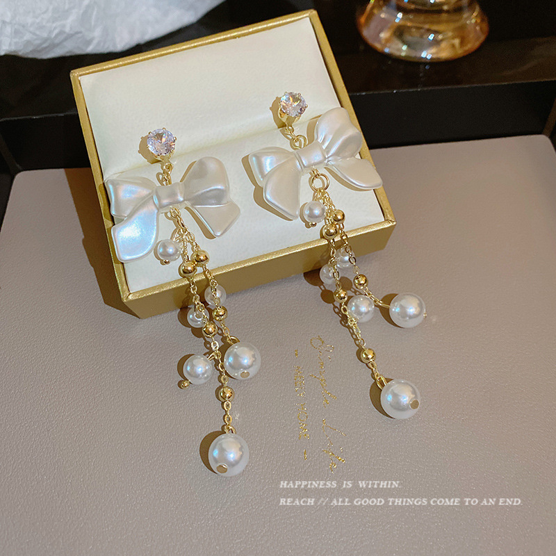 Bow Tassel Stud Earrings