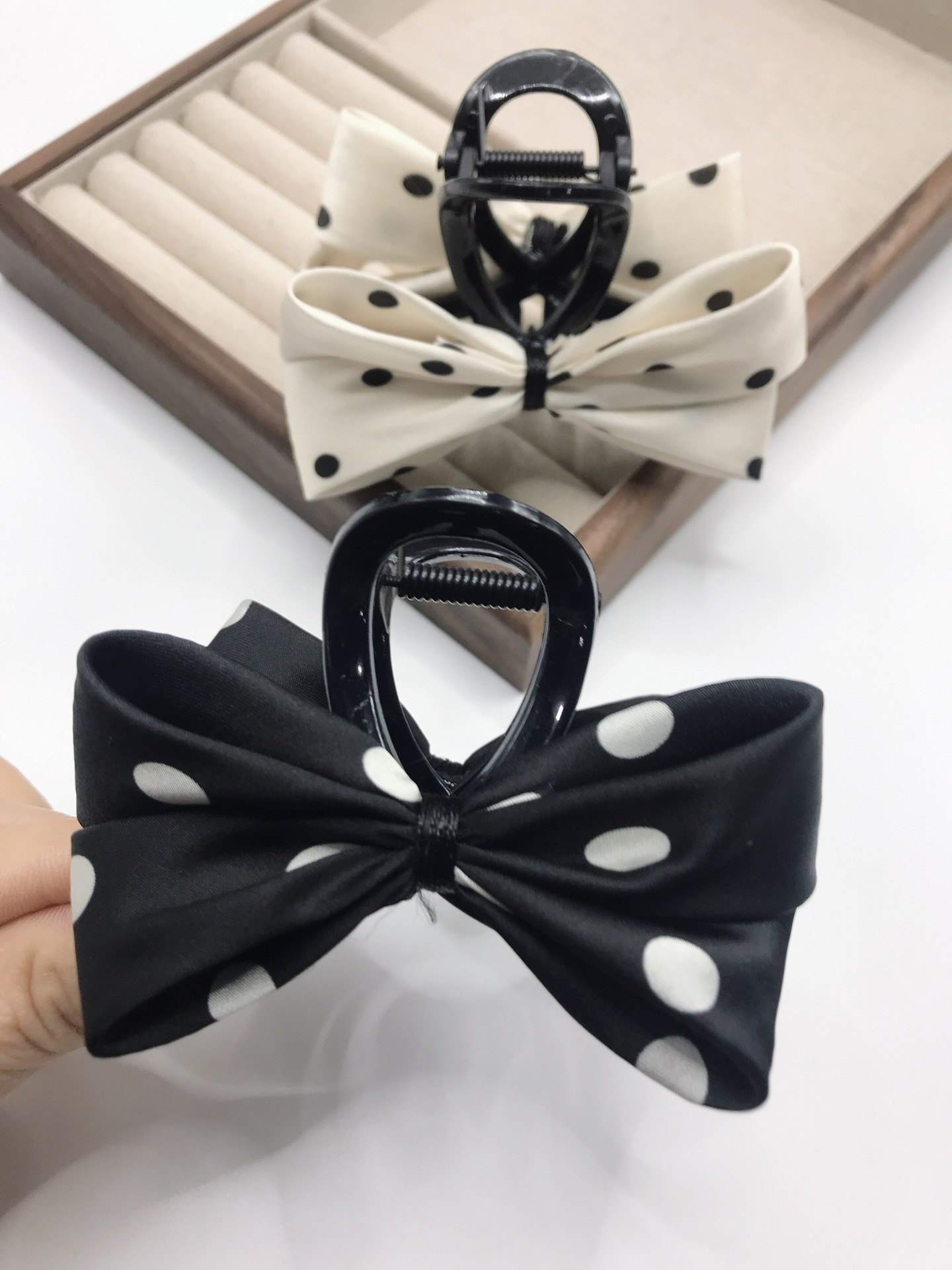 Polka Dot Bow Hair Claw for Women