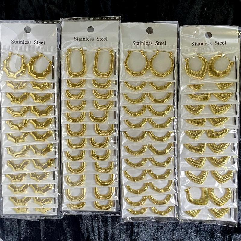 Geometric Irregular Hammer-patterned Stainless Steel Hydraulic Earrings