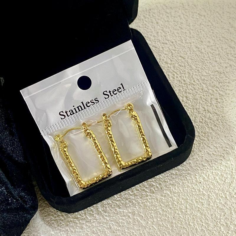 Geometric Irregular Hammer-patterned Stainless Steel Hydraulic Earrings