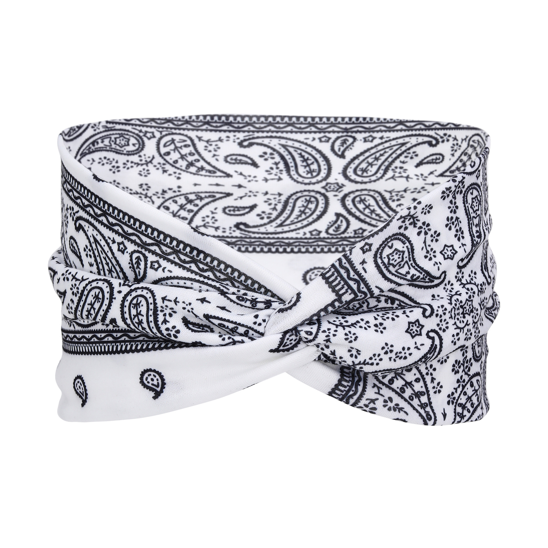 Women Cross Wide Edge Cashew Print Headband