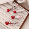 Korean Red 3D Heart Hair Clip, French Vintage Polka Dot Side Bangs Hair Pin for Women