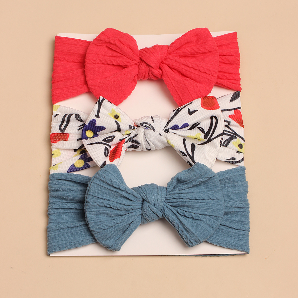 3Pcs Spring Summer Cute Bow Headbands for Baby Girls, Soft Infant Hairbands Set