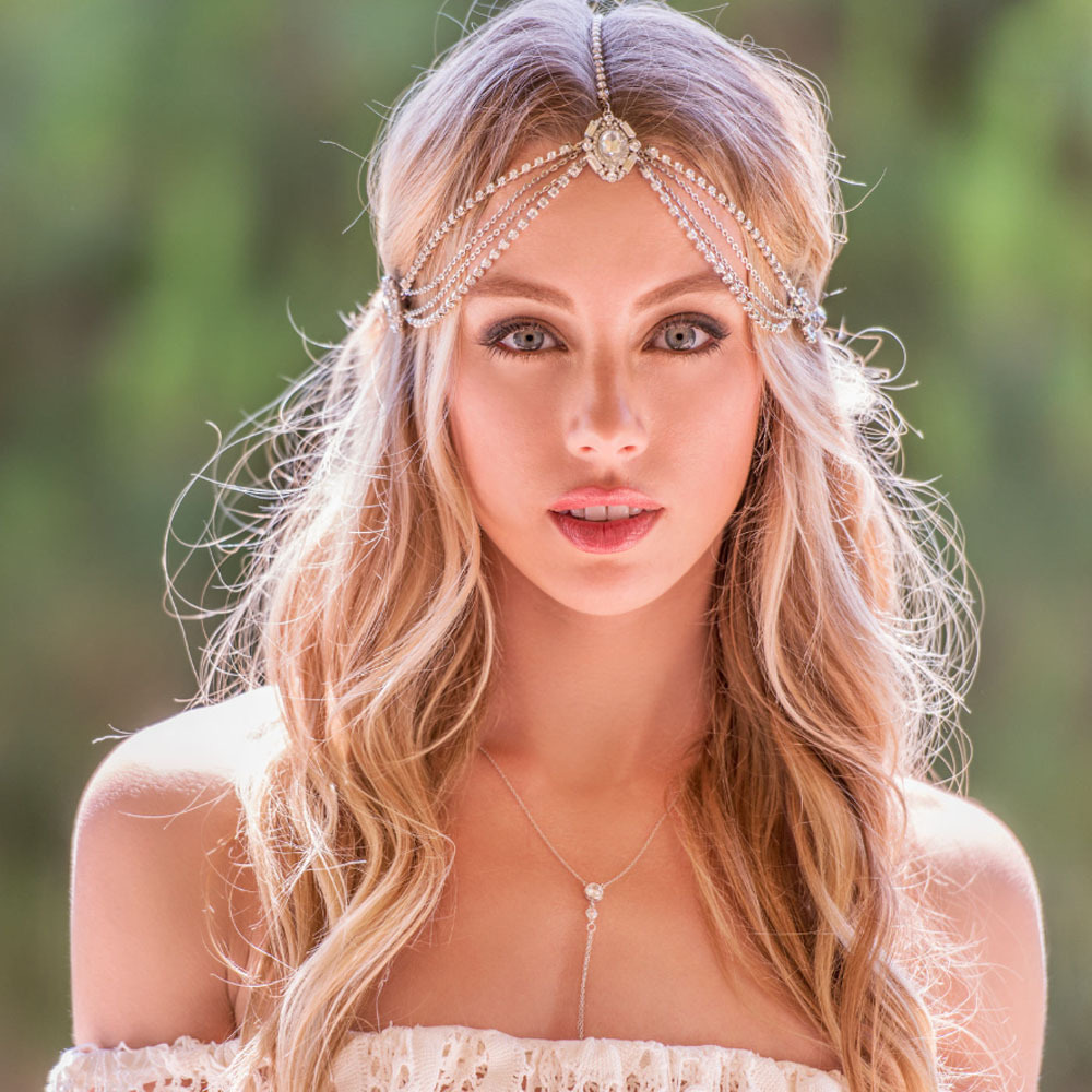 Fashionable And Elegant Multi-layered Rhinestone Tassels Head Chain