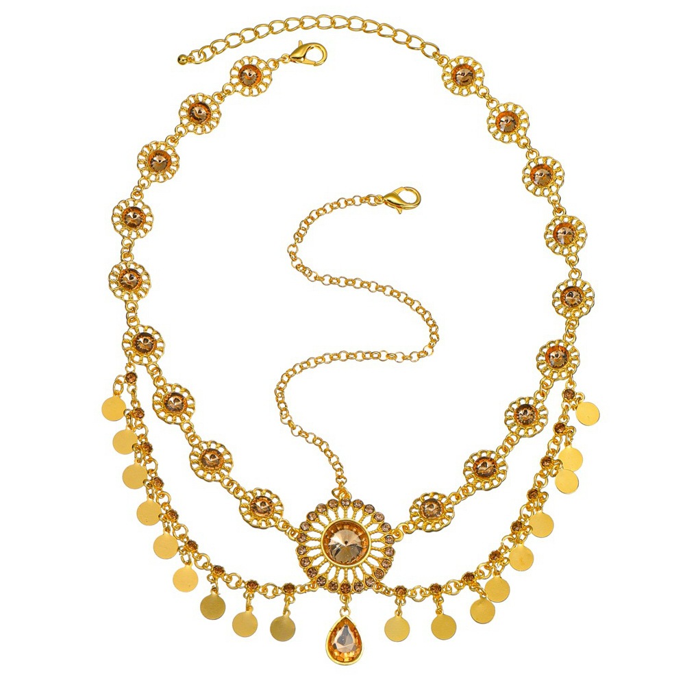 Hollowed-out Diamond-encrusted Crystal Geometric Round Tassel Head Chain