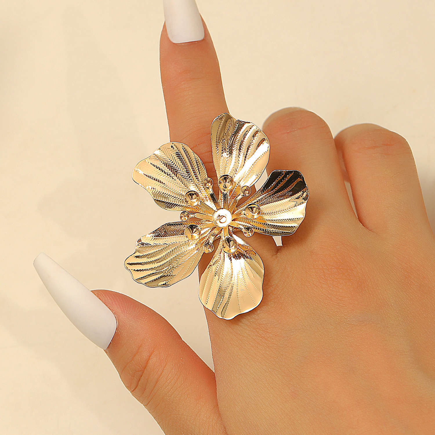 Gold Irregular Smooth Opening Exaggerated Ring