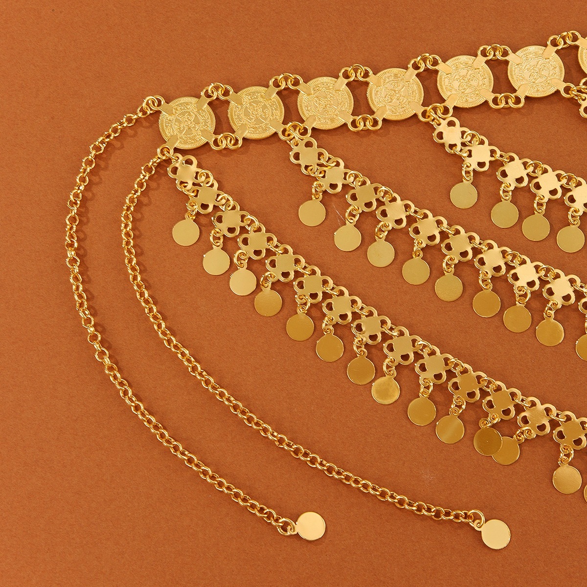 Gold Alloy Coin Tassel Headband Hair Chain