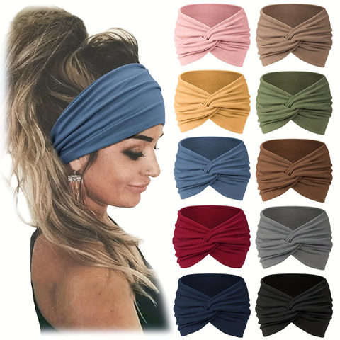 Bohemian Wide Edge Yoga Elastic Solid Color Sports Headband