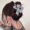 Winter Plush Knit Bow Shark Hair Claw, Elegant Hair Clip for Women