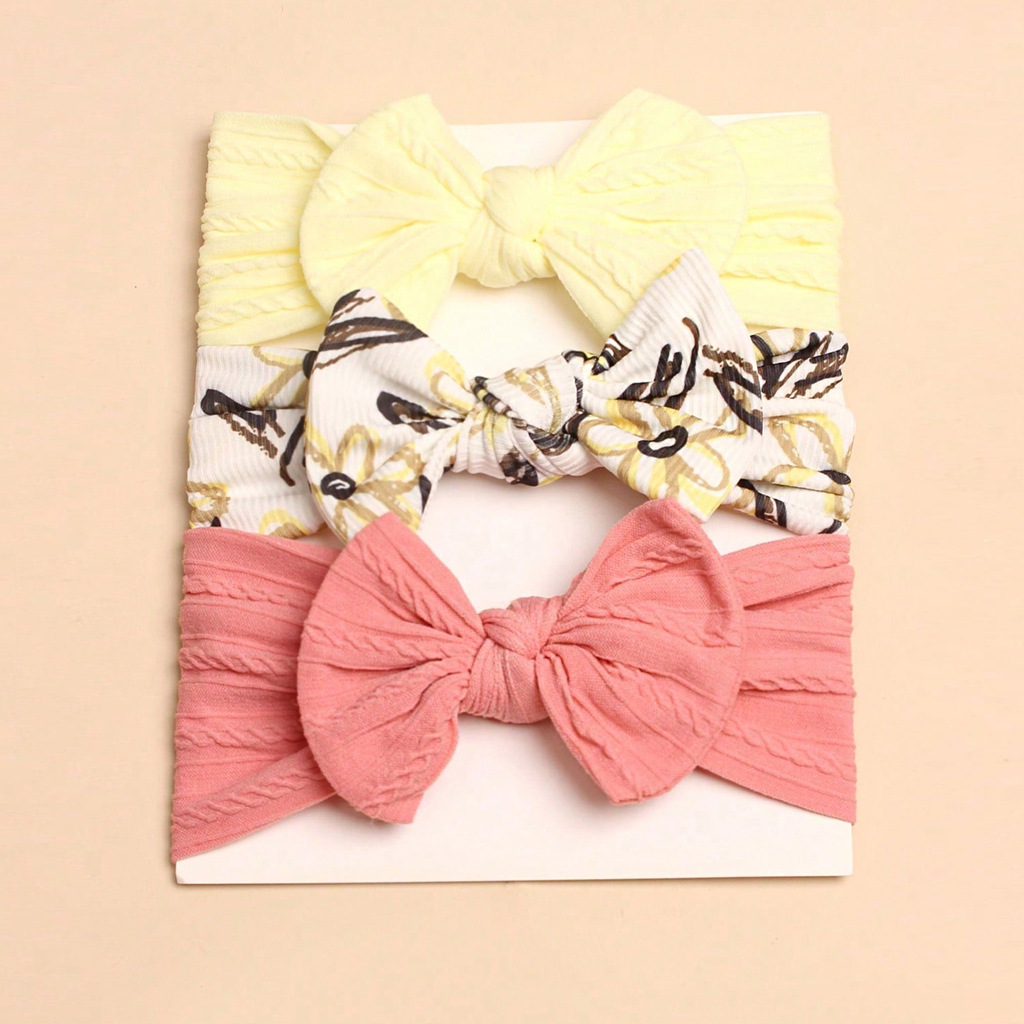 3Pcs Spring Summer Cute Bow Headbands for Baby Girls, Soft Infant Hairbands Set