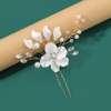 Bridal Hair Accessory White Shell Petal Pearl Crystal Hair Clip