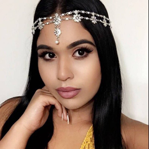 Pearl Flower Elastic Tassel Alloy Rhinestone Headpiece