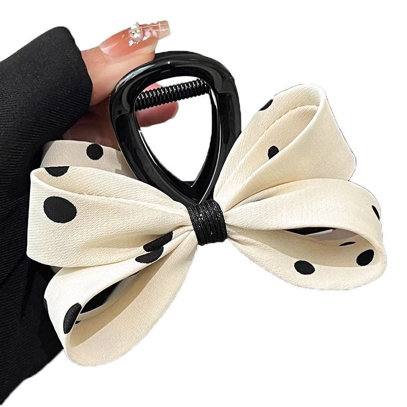 Polka Dot Bow Hair Claw for Women