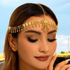 Golden Alloy Rhinestone Daisy Sunflower Water Drop Crystal Tassel Head Chain