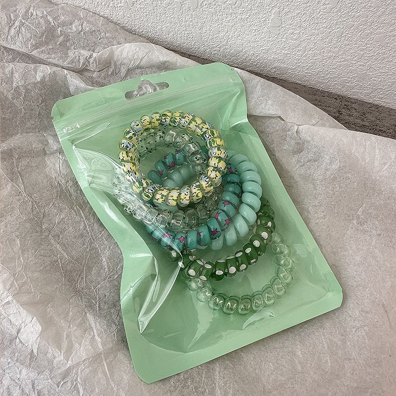 Summer Candy Color Telephone Wire Hair Ties, High Elastic Simple Hair Rings for Women