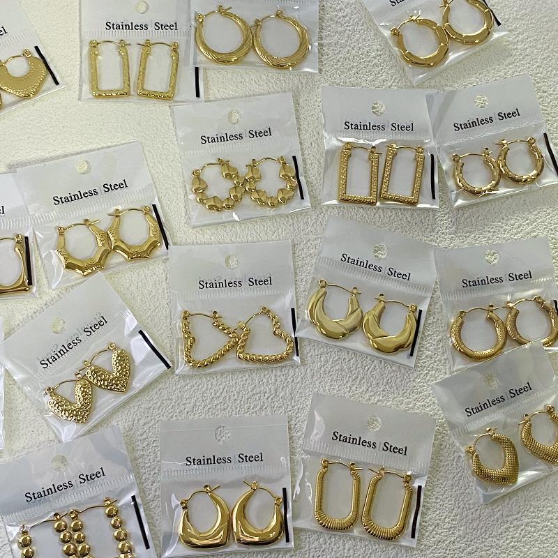 Geometric Irregular Hammer-patterned Stainless Steel Hydraulic Earrings