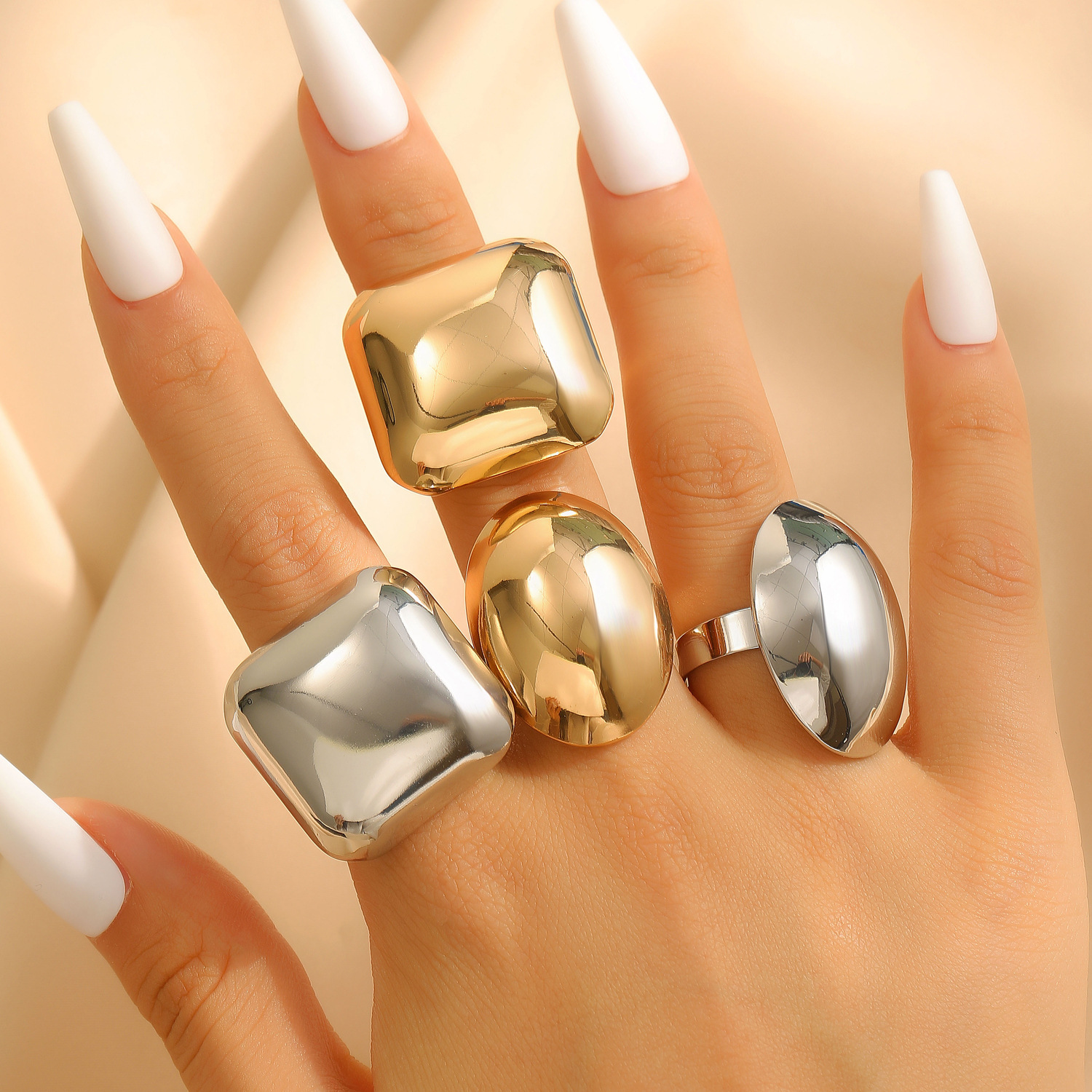 Gold Irregular Smooth Opening Exaggerated Ring