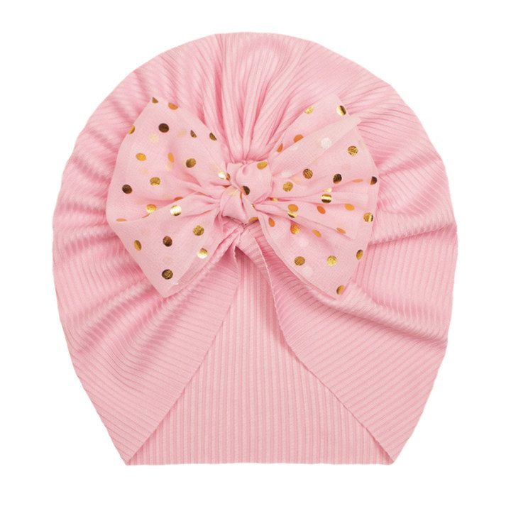 Spring Summer Ribbed Baby Turban Hat, Cute Bow Knot Infant Beanie Hat for Newborn