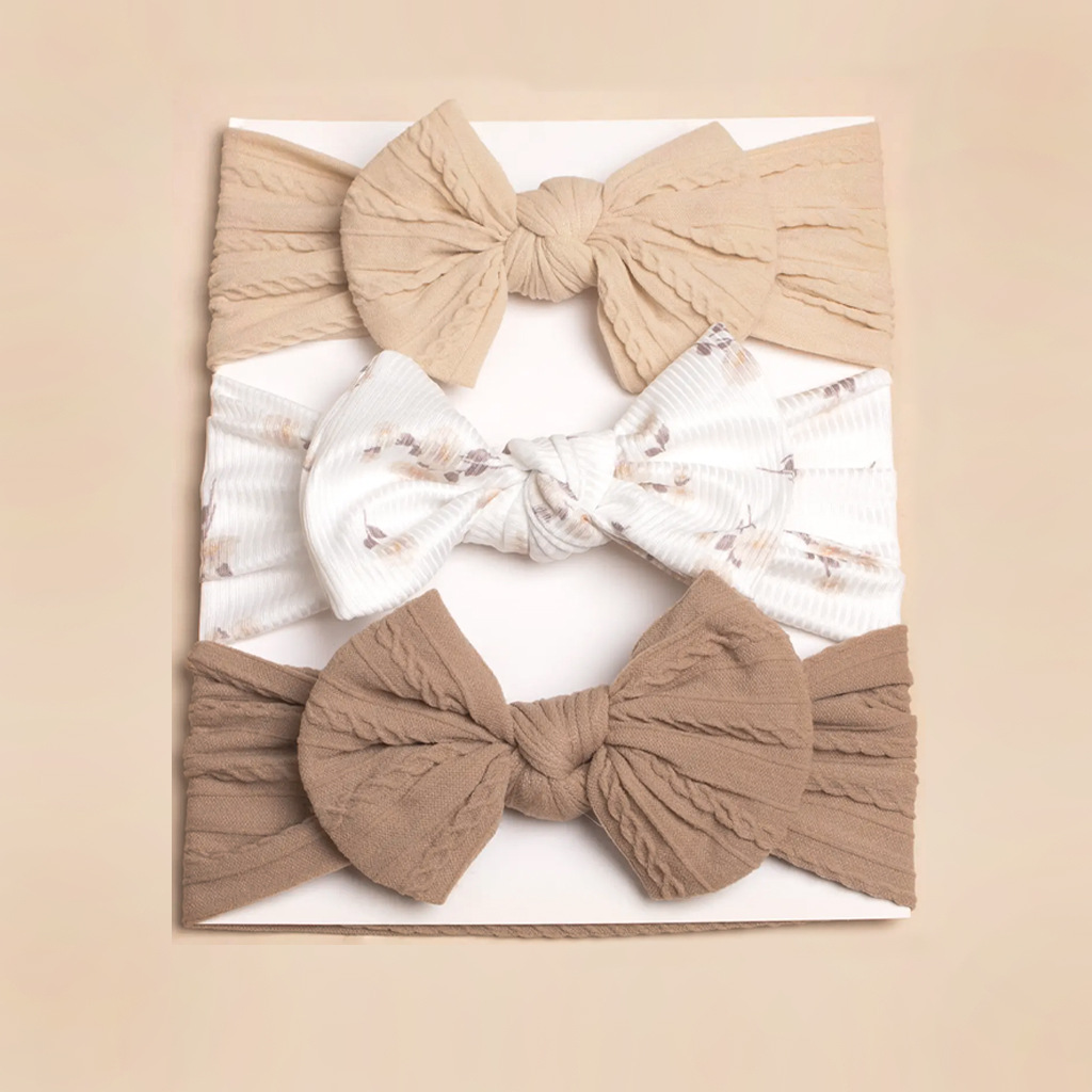3Pcs Spring Summer Cute Bow Headbands for Baby Girls, Soft Infant Hairbands Set