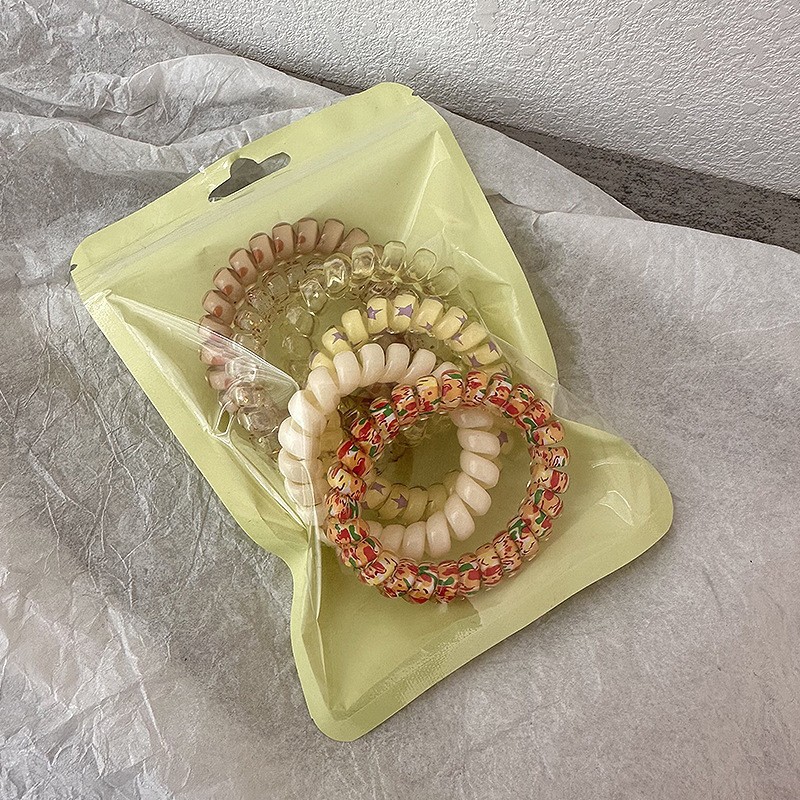 Summer Candy Color Telephone Wire Hair Ties, High Elastic Simple Hair Rings for Women
