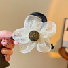 New Mesh Rhinestone Sunflower Hair Claw, Elegant Back Head Hair Clip for Half Up & Bun Hairstyles