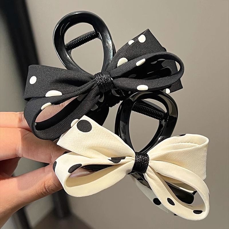 Polka Dot Bow Hair Claw for Women