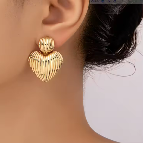 Simple Trendy Heart Shaped Stud Earrings Gold Plated Smooth Love Round Drop Earrings Jewelry for Women