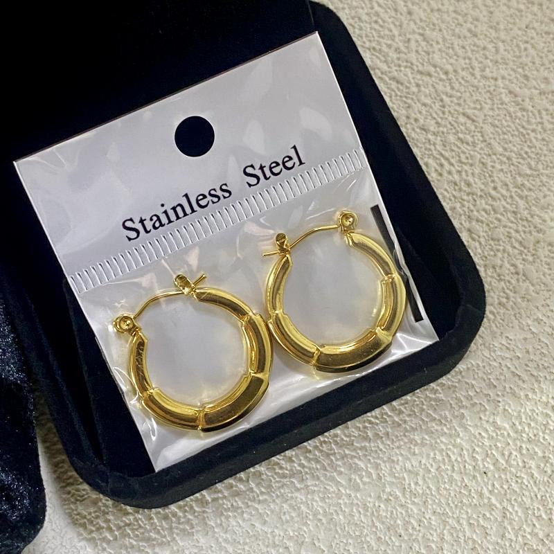 Geometric Irregular Hammer-patterned Stainless Steel Hydraulic Earrings