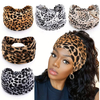 Ladies' elastic wide edge leopard print headband