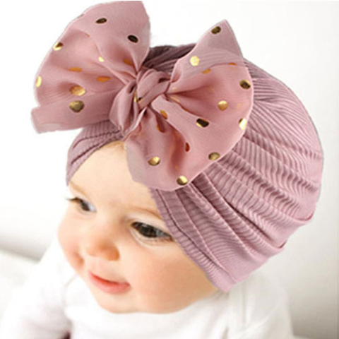 Spring Summer Ribbed Baby Turban Hat, Cute Bow Knot Infant Beanie Hat for Newborn