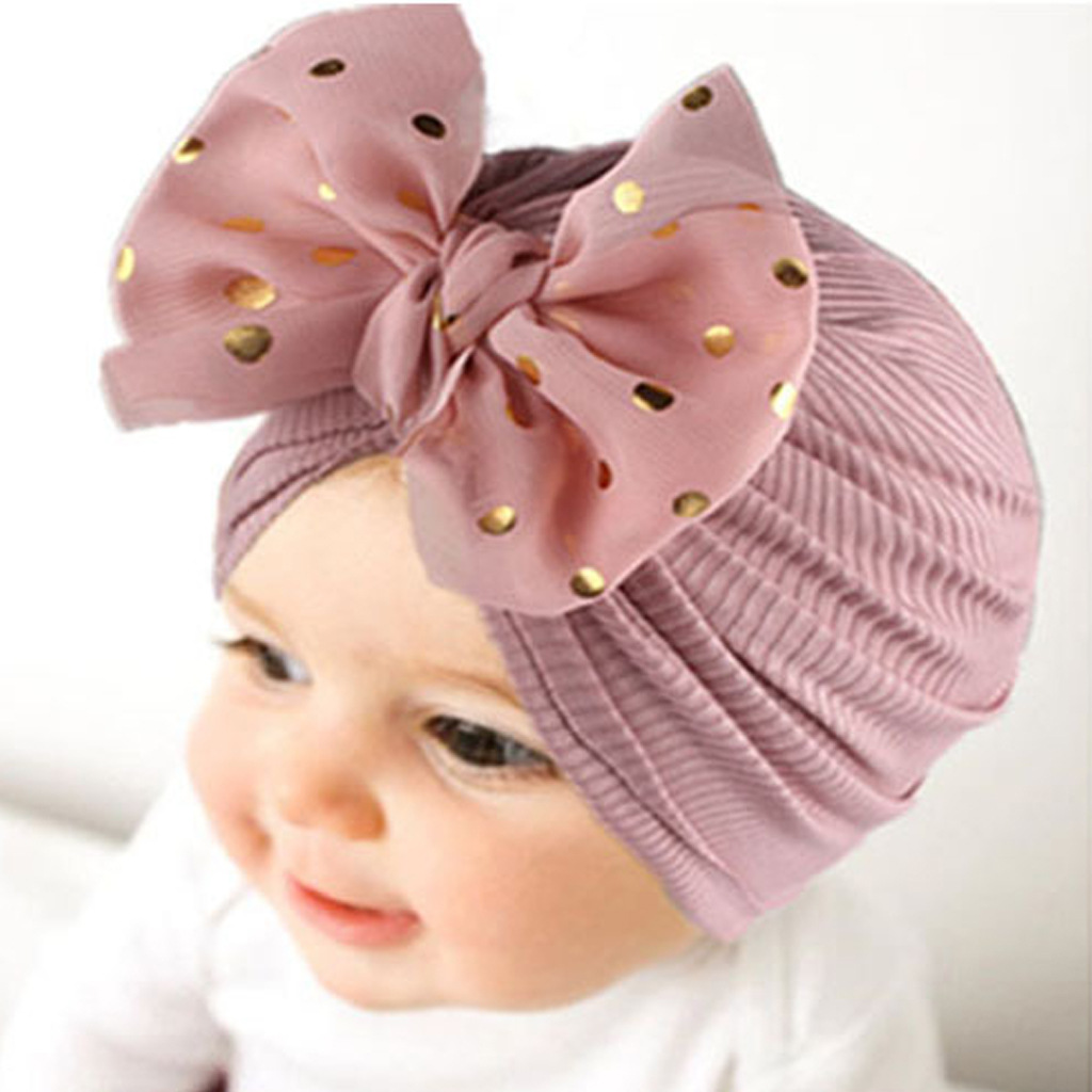 Spring Summer Ribbed Baby Turban Hat, Cute Bow Knot Infant Beanie Hat for Newborn