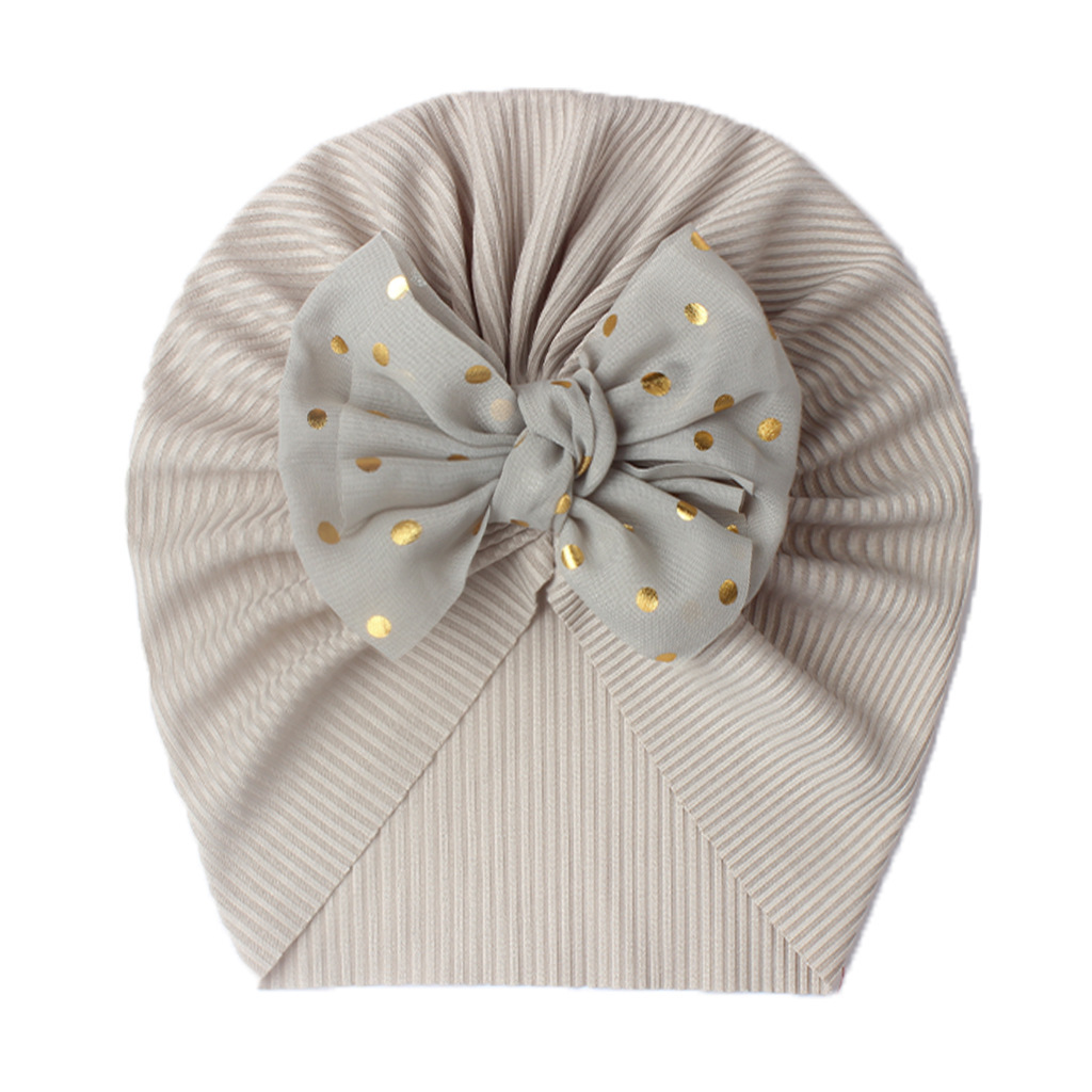Spring Summer Ribbed Baby Turban Hat, Cute Bow Knot Infant Beanie Hat for Newborn