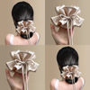 Gentle Double Layer Pleated Bow Ribbon Scrunchie, Elegant Hair Tie for Women