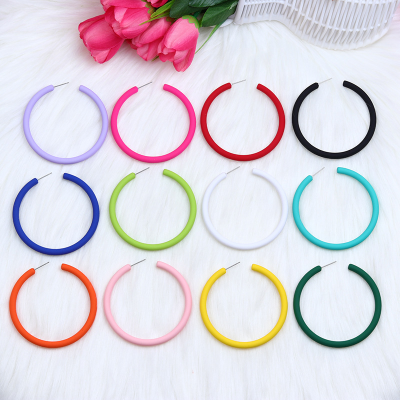 Matte C-Hoop Earrings for Women - Retro Oversized Open Hoop Earrings Lightweight Statement Jewelry