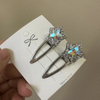 Star Rhinestone Hair Clips Pink Opal Star Side Barrettes Luxury Hair Pins