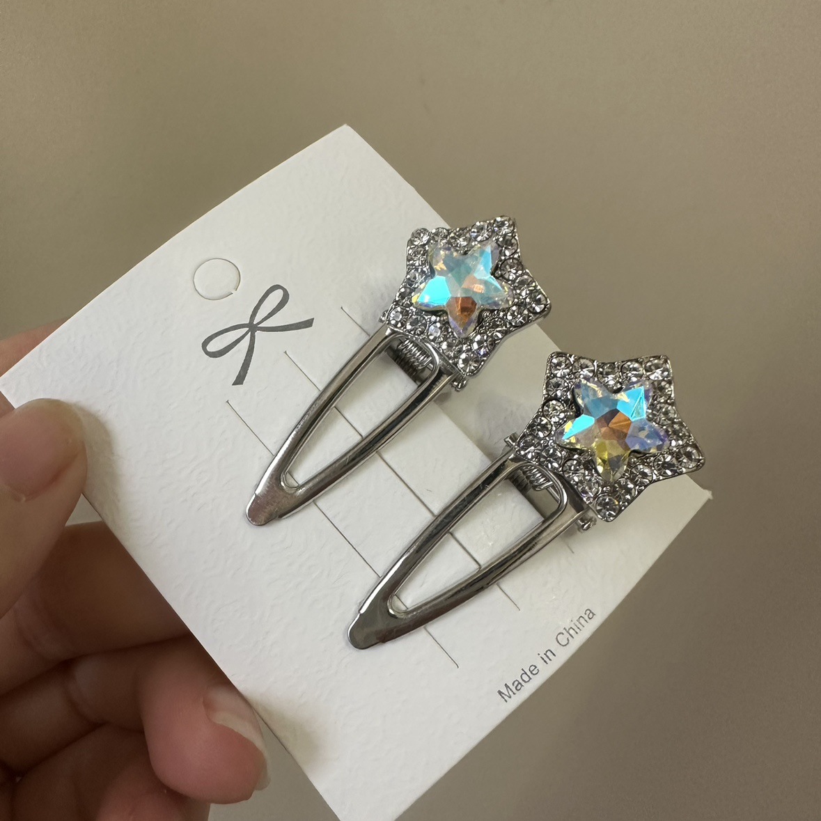 Star Rhinestone Hair Clips Pink Opal Star Side Barrettes Luxury Hair Pins